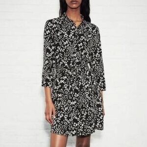 Zara dark Leopard print shirt dress size small